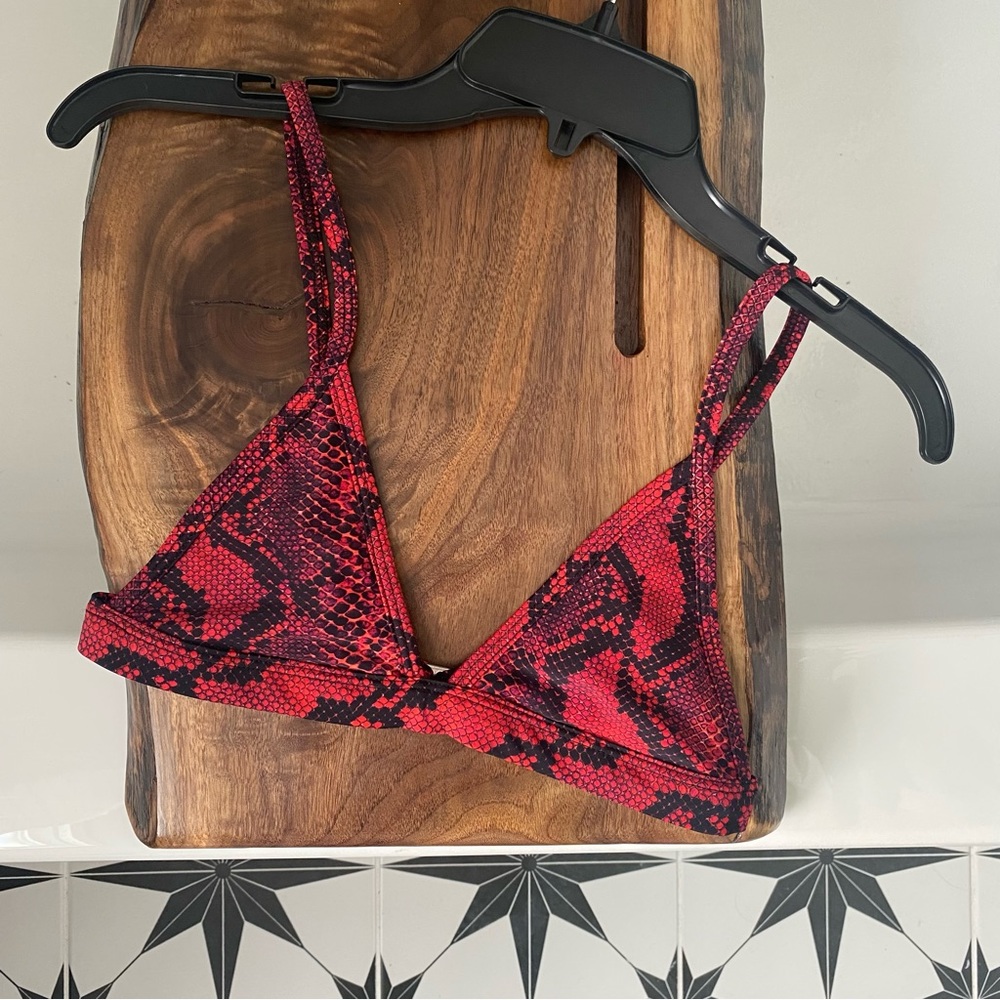 COPY - BACKBITE Rare Red & Black Snake Triangle Smoke Show Lynx Bikini Top